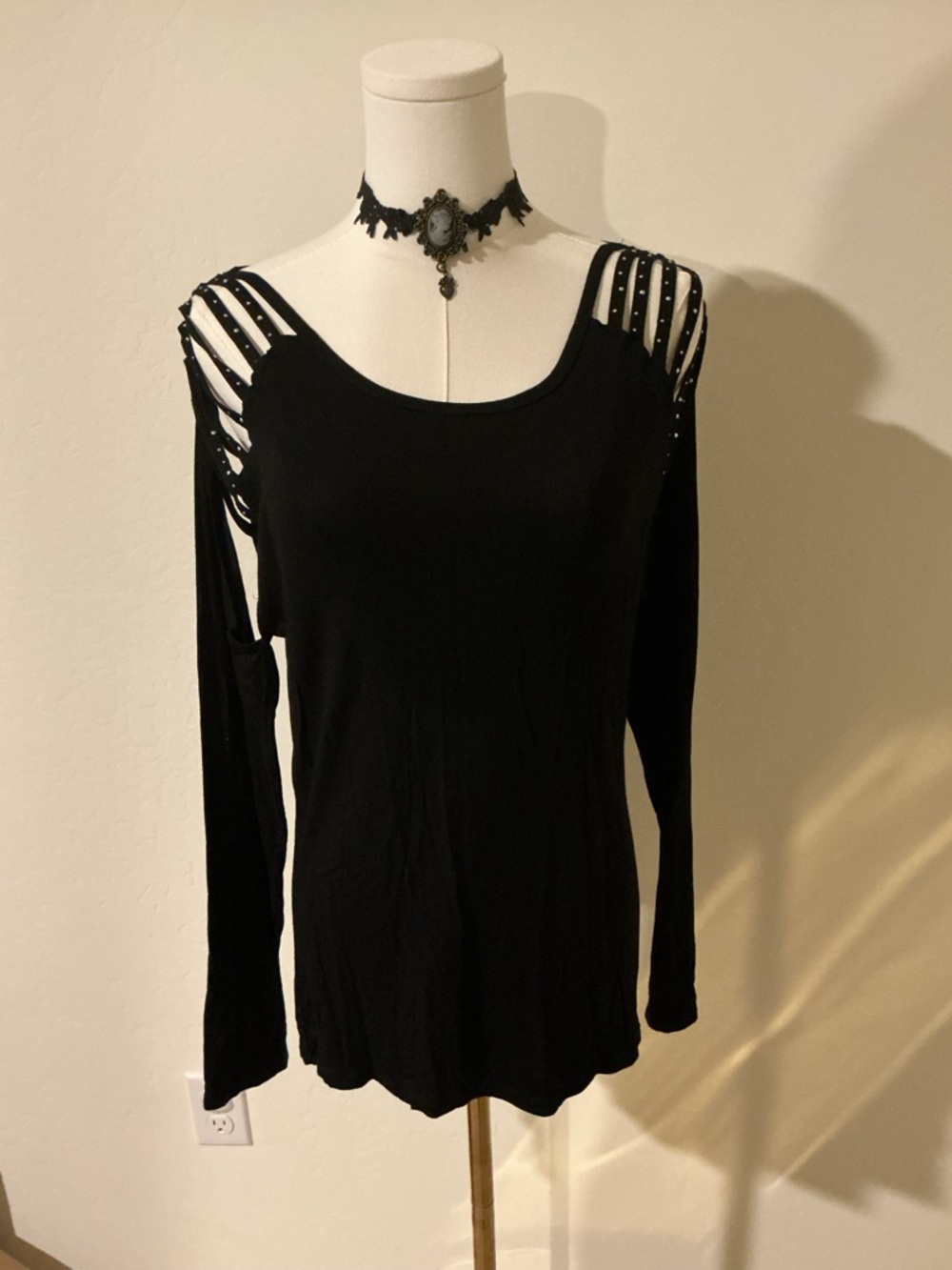From Los Angeles Bus Stop Black mesh long sleeve top